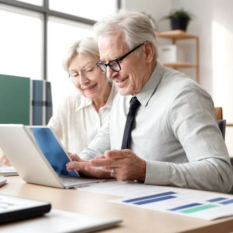 Elderly couple reviewing insurance documents